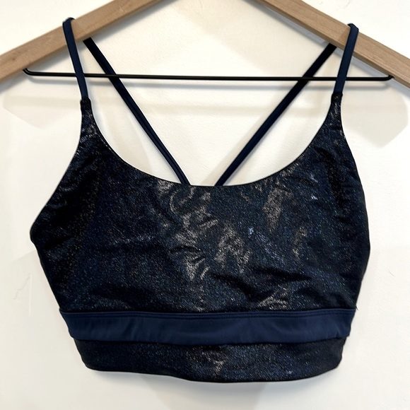 ZYIA Active Women's Twilight Luxe Sports Bra in Blue Glitter Sparkle. - Picture 4 of 8